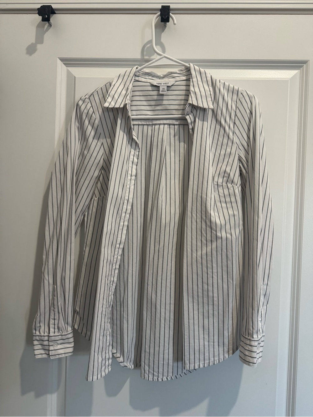 Nine West White Shirt with Black Pinstripes